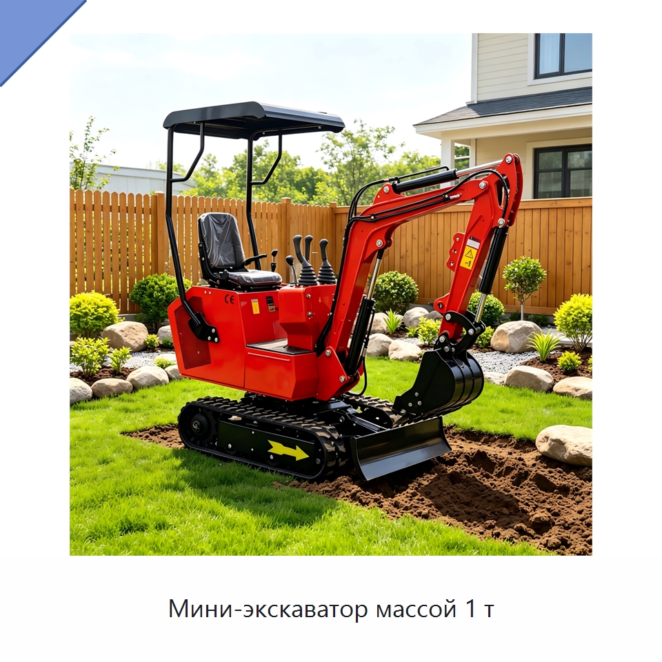 Мини-экскаватор массой 1 т