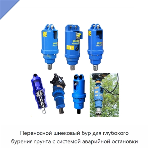 Переносной шнековый бур для глубокого бурения грунта с системой аварийной остановки