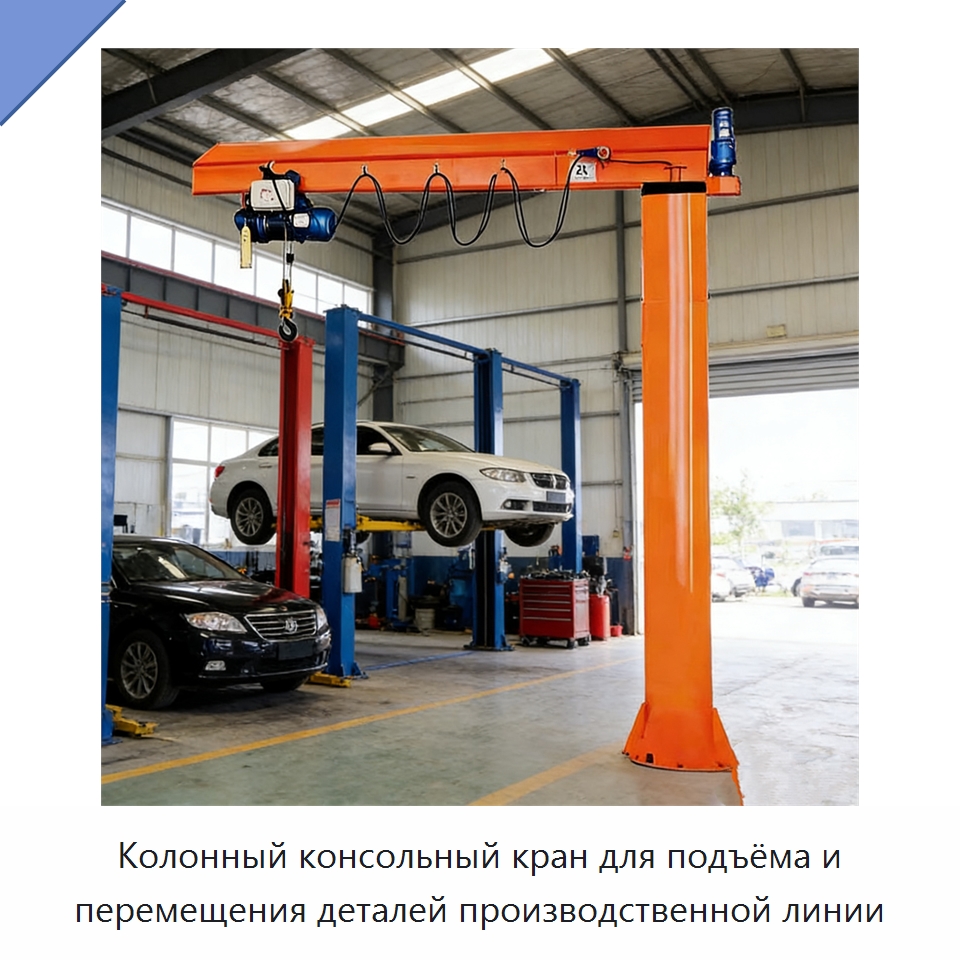 Колонный консольный кран для подъёма и перемещения деталей производственной линии — Манипуляторы