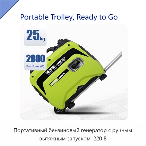 Портативный бензиновый генератор с ручным вытяжным запуском, 220 В