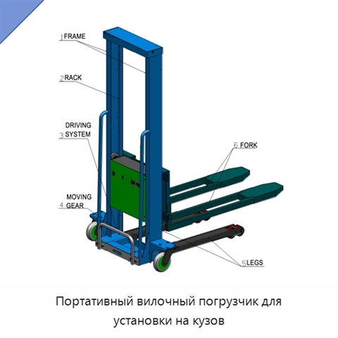 Портативный вилочный погрузчик для установки на кузов