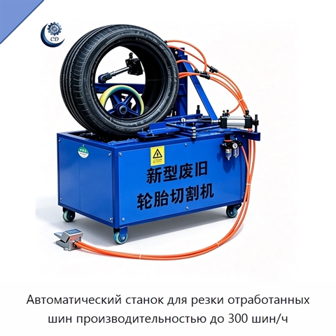 Автоматический станок для резки отработанных шин производительностью до 300 шин/ч
