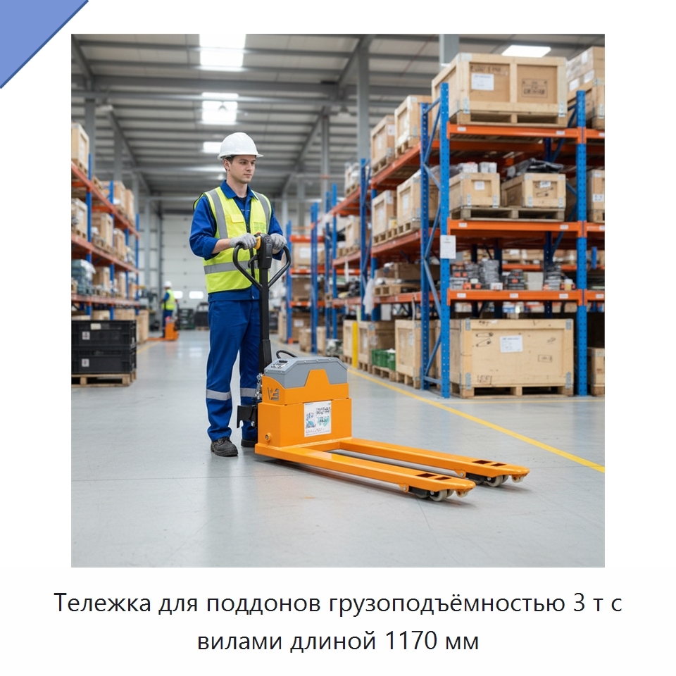 Тележка для поддонов грузоподъёмностью 3 т с вилами длиной 1170 мм
