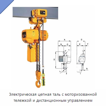 Электрическая цепная таль с моторизованной тележкой и дистанционным управлением