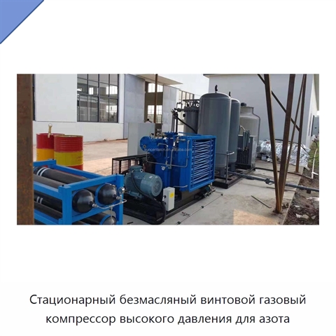 Стационарный безмасляный винтовой газовый компрессор высокого давления для азота