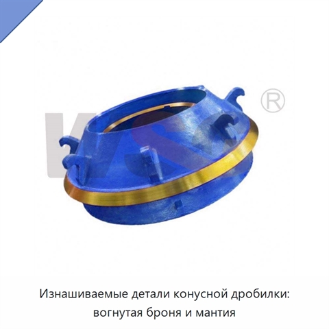 Изнашиваемые детали конусной дробилки: вогнутая броня и мантия