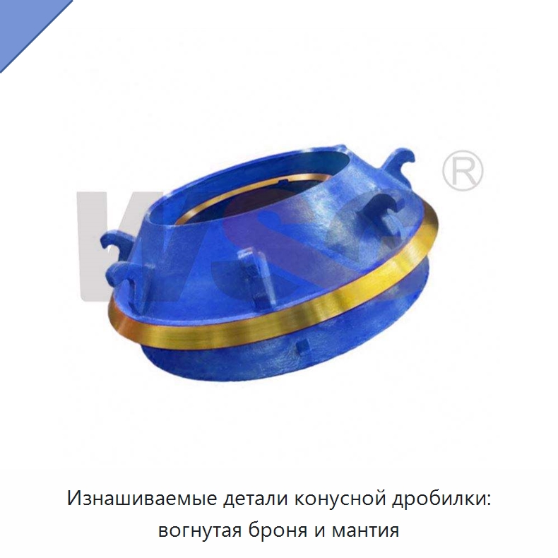 Изнашиваемые детали конусной дробилки: вогнутая броня и мантия — Горнодобывающее оборудование
