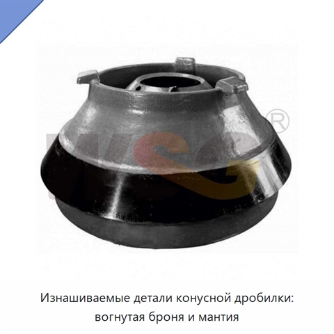 Изнашиваемые детали конусной дробилки: вогнутая броня и мантия
