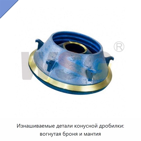 Изнашиваемые детали конусной дробилки: вогнутая броня и мантия