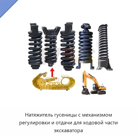 Натяжитель гусеницы с механизмом регулировки и отдачи для ходовой части экскаватора