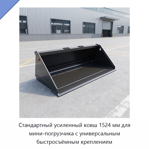 Стандартный усиленный ковш 1524 мм для мини-погрузчика с универсальным быстросъёмным креплением