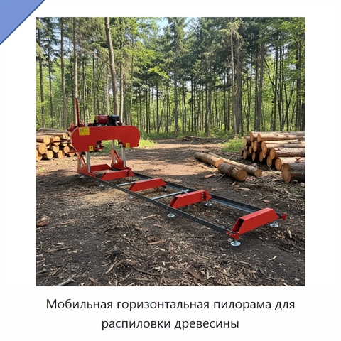 Мобильная горизонтальная пилорама для распиловки древесины