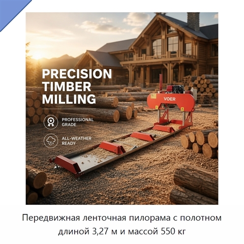 Передвижная ленточная пилорама с полотном длиной 3,27 м и массой 550 кг