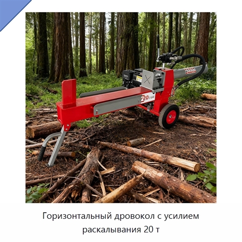 Горизонтальный дровокол с усилием раскалывания 20 т
