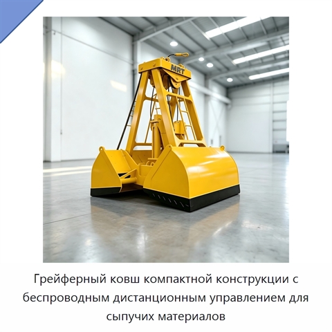 Грейферный ковш компактной конструкции с беспроводным дистанционным управлением для сыпучих материалов
