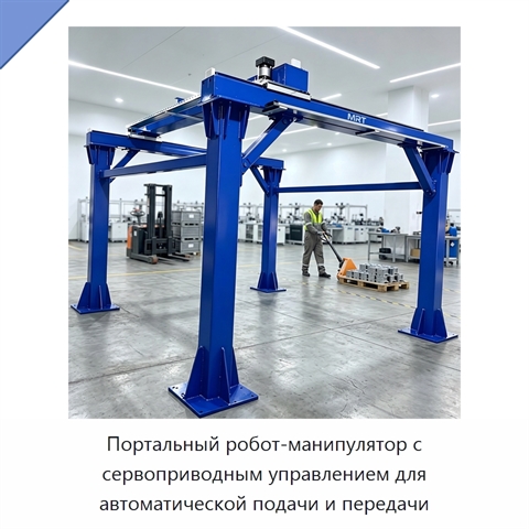 Портальный робот-манипулятор с сервоприводным управлением для автоматической подачи и передачи