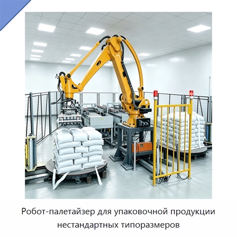 Робот-палетайзер для упаковочной продукции нестандартных типоразмеров