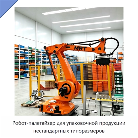 Робот-палетайзер для упаковочной продукции нестандартных типоразмеров