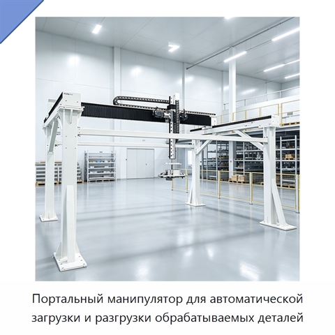 Портальный манипулятор для автоматической загрузки и разгрузки обрабатываемых деталей