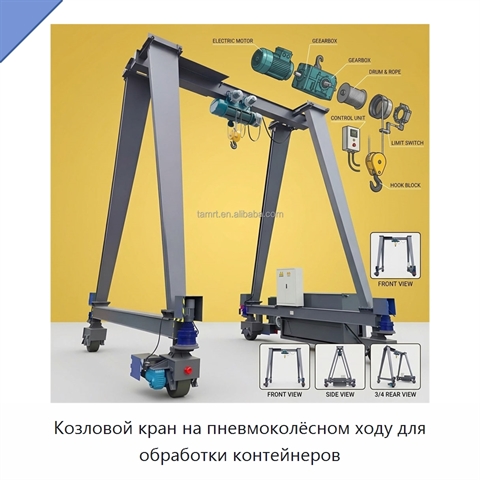 Козловой кран на пневмоколёсном ходу для обработки контейнеров