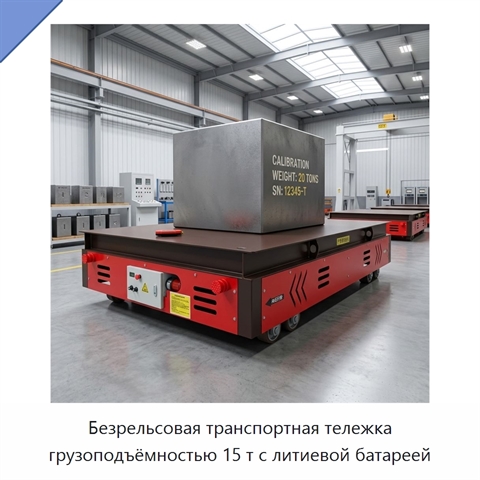 Безрельсовая транспортная тележка грузоподъёмностью 15 т с литиевой батареей