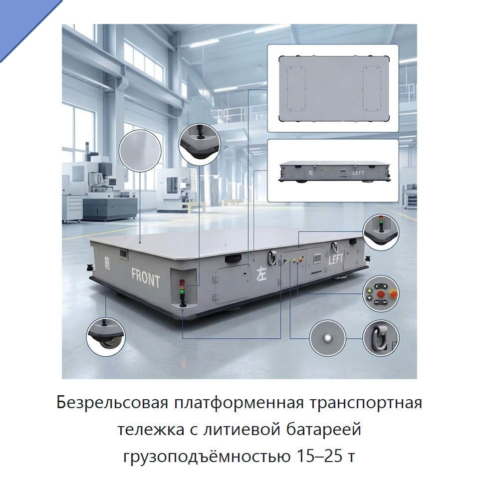 Безрельсовая платформенная транспортная тележка с литиевой батареей грузоподъёмностью 15–25 т — Вилочные погрузчики