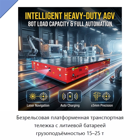Безрельсовая платформенная транспортная тележка с литиевой батареей грузоподъёмностью 15–25 т
