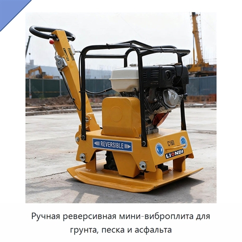 Ручная реверсивная мини-виброплита для грунта, песка и асфальта