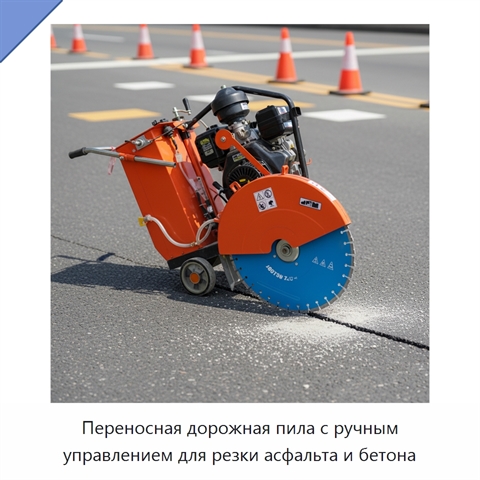 Переносная дорожная пила с ручным управлением для резки асфальта и бетона