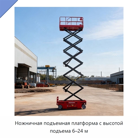 Ножничная подъемная платформа с высотой подъема 6–24 м