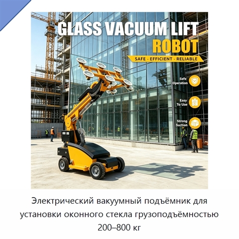 Электрический вакуумный подъёмник для установки оконного стекла грузоподъёмностью 200–800 кг