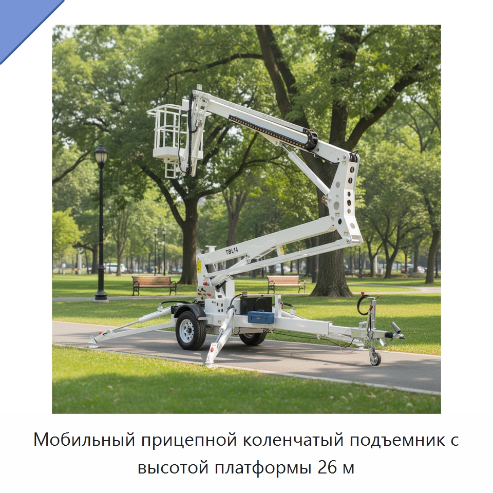 Мобильный прицепной коленчатый подъемник с высотой платформы 26 м — Подъемные столы