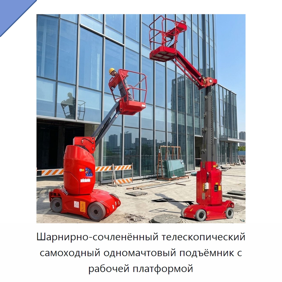 Шарнирно-сочленённый телескопический самоходный одномачтовый подъёмник с рабочей платформой