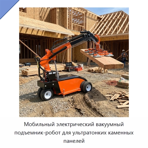 Мобильный электрический вакуумный подъемник-робот для ультратонких каменных панелей