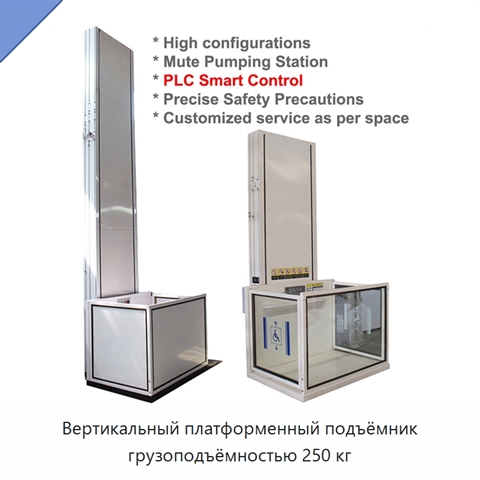 Вертикальный платформенный подъёмник грузоподъёмностью 250 кг