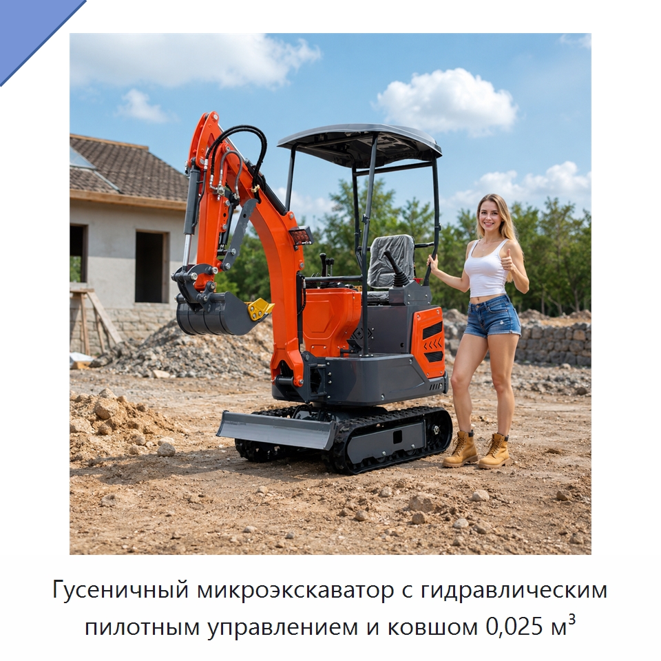 Гусеничный микроэкскаватор с гидравлическим пилотным управлением и ковшом 0,025 м³ — Землеройная техника