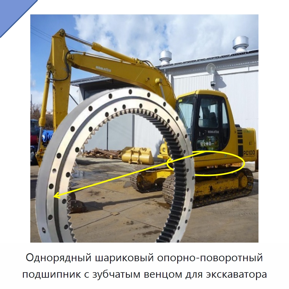 Однорядный шариковый опорно-поворотный подшипник с зубчатым венцом для экскаватора — Радиально-упорные шариковые подшипники