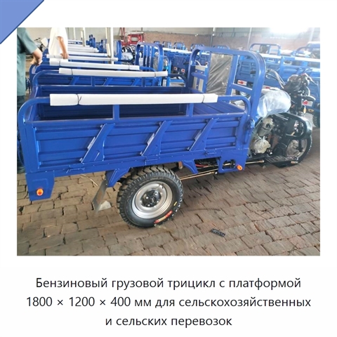 Бензиновый грузовой трицикл с платформой 1800 × 1200 × 400 мм для сельскохозяйственных и сельских перевозок
