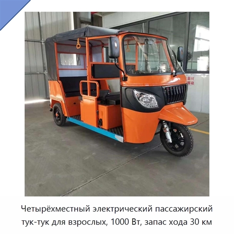 Четырёхместный электрический пассажирский тук-тук для взрослых, 1000 Вт, запас хода 30 км