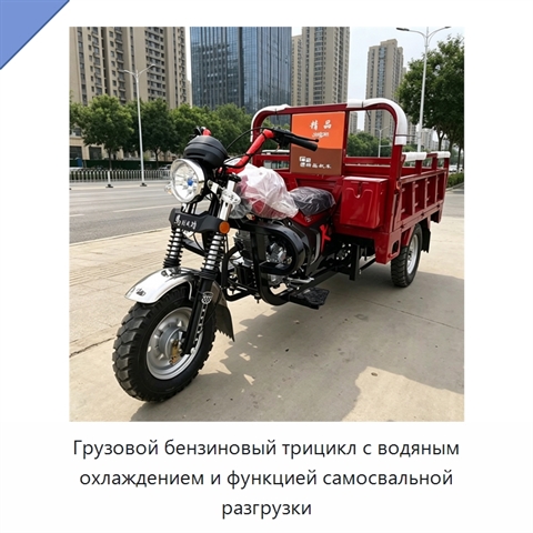 Грузовой бензиновый трицикл с водяным охлаждением и функцией самосвальной разгрузки