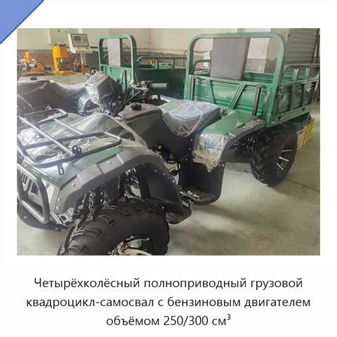 Четырёхколёсный полноприводный грузовой квадроцикл-самосвал с бензиновым двигателем объёмом 250/300 см³