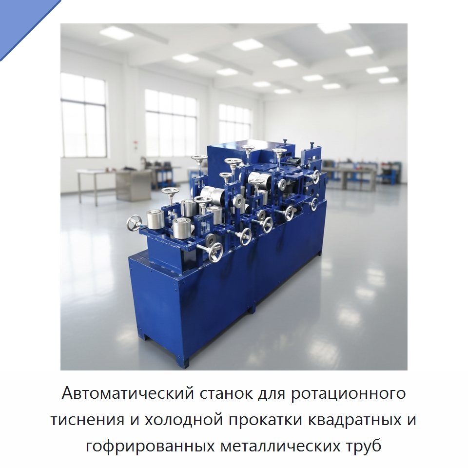 Автоматический станок для ротационного тиснения и холодной прокатки квадратных и гофрированных металлических труб — Специальные машины и промышленное оборудование
