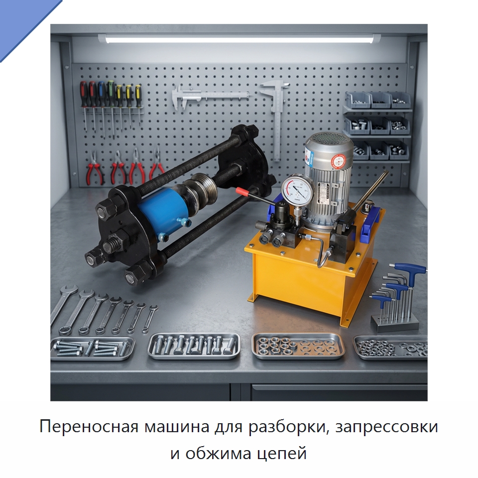Переносная машина для разборки, запрессовки и обжима цепей — Промышленное оборудование