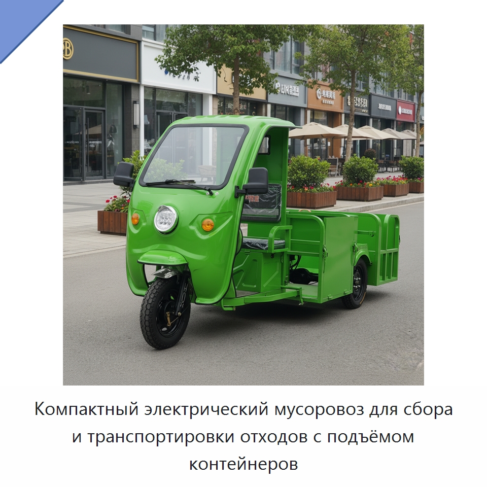 Компактный электрический мусоровоз для сбора и транспортировки отходов с подъёмом контейнеров — Промышленное оборудование