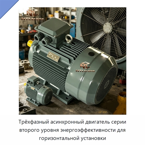 Трёхфазный асинхронный двигатель серии второго уровня энергоэффективности для горизонтальной установки