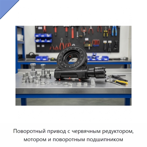 Поворотный привод с червячным редуктором, мотором и поворотным подшипником