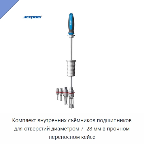 Комплект внутренних съёмников подшипников для отверстий диаметром 7–28 мм в прочном переносном кейсе — Испытательное оборудование
