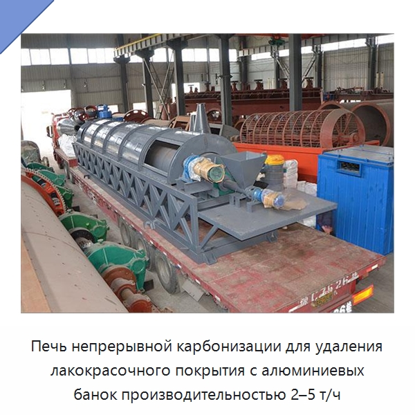 Печь непрерывной карбонизации для удаления лакокрасочного покрытия с алюминиевых банок производительностью 2–5 т/ч — Промышленные печи