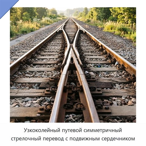 Узкоколейный путевой симметричный стрелочный перевод с подвижным сердечником