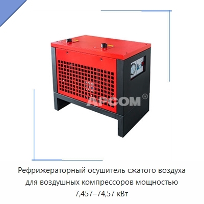 Рефрижераторный осушитель сжатого воздуха для воздушных компрессоров мощностью 7,457–74,57 кВт